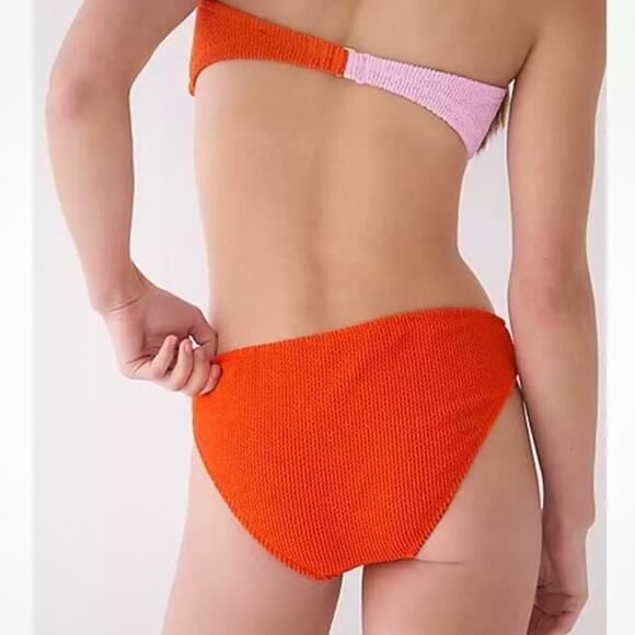 J. Crew NWT Scrunchie Hipster Bikini Swim Bottom Orange Size Medium bh480 - Picture 2 of 10